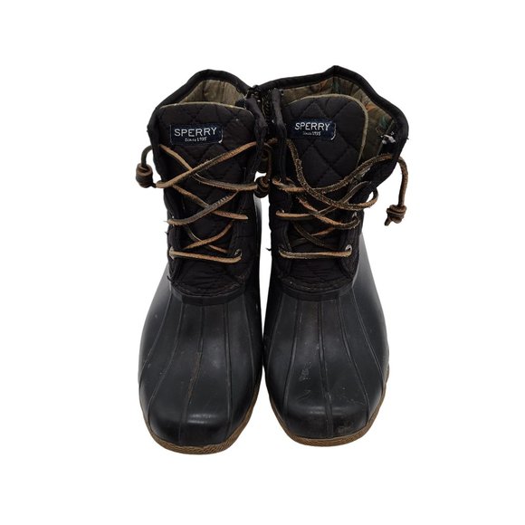Sperry Saltwater Quilted Duck Booties Womens size 8 Black - Picture 2 of 7